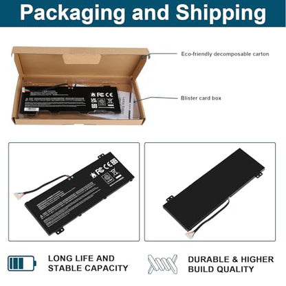 AP18E7M Battery for Acer Nitro 5 AN515-44 AN515-54 AN517-51 Nitro 7 AN715-51, Aspire 7 A715-74G, Predator Helios 300 PH315-52 PH317-53, Triton 300 PT315-51, AP18E8M 4ICP4/69/90 4ICP4/70/88 KT00407009 - size: 8.27*3.354*0.31inch