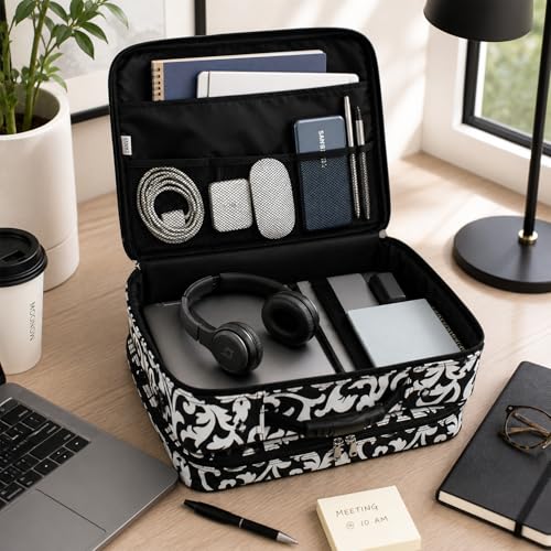 World Traveler Rolling 17-Inch Laptop Briefcase Computer Case - Black Trim Damask - color: Black Trim Damask