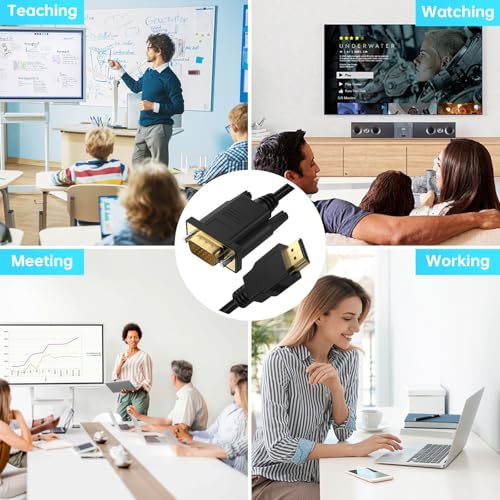 HDMI to VGA Cable 6FT, Gold-Plated 1080P@60Hz Uni-Directional HDMI Source to VGA Display Cable (Male to Male) Compatible for Computer, Desktop, Laptop, PC, Monitor, Projector, HDTV, Roku, Xbox, PS5