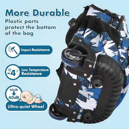 Tilami Rolling Backpack & Lunch bag for Kids 19 Inch Wheeled Bookbag for Boys & Girls for School & Travel,Arts Blue - color: Arts Blue