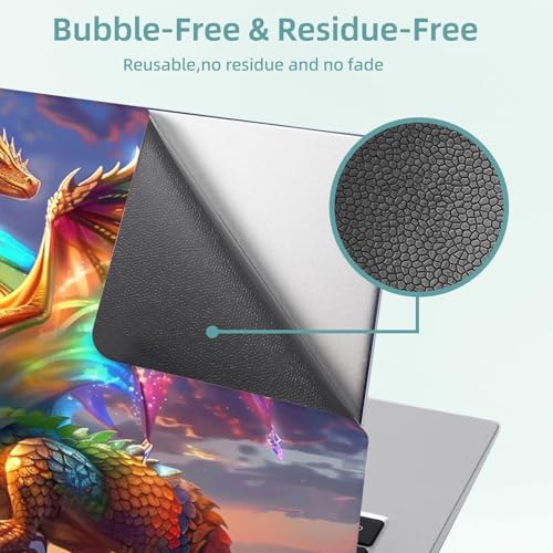 Universal Laptop Skin Decal, 3-Piece Vinyl Protector for 12 13 14 15.6" Notebook, Waterproof Anti-Scratch, Easy Trim & Bubble-Free Finish, Rainbow Dragon - color: Rainbow Dragon