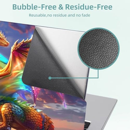Universal Laptop Skin Decal, 3-Piece Vinyl Protector for 12 13 14 15.6" Notebook, Waterproof Anti-Scratch, Easy Trim & Bubble-Free Finish, Rainbow Dragon - color: Rainbow Dragon