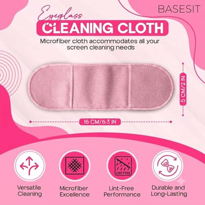 Finger Grip Eyeglass Cleaner (4 Pack) – Premium Microfiber Glasses Cleaning Cloth for Eyeglasses, Sunglasses, Phone Screens & Camera Lens (Pink/Yellow) - color: Pink/Yellow
