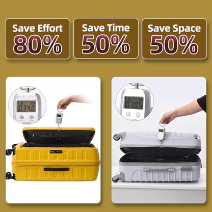 Kaleenie 2 PCS 20/29 Luggage Sets, 20” Cabin Luggage 29” Side Open Suitcase | 20 Inch with Front Pocket,29 Inch Checked Trunk Suitcase,Lightweight ABS+PC Hardshell,TSA Lock,HINOMOTO 360° Wheels,Yellow - color: Yellow, size: 20/29 Set