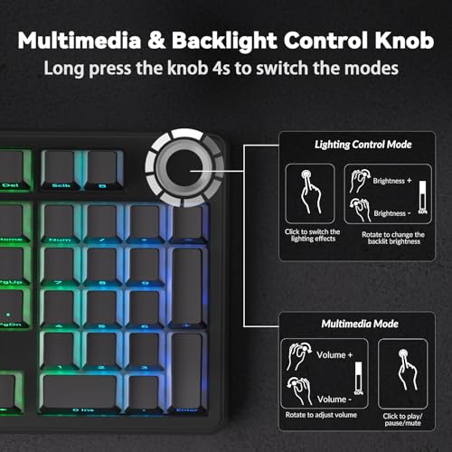 AULA F99 Pro Wireless Mechanical Keyboard-Silent Version,BT5.0/2.4GHz/USB-C Hot Swappable Custom Keyboard,Gasket Structure,Pre-lubed Linear Switches RGB Backlit Computer Gaming Keyboards,Black - color: Black
