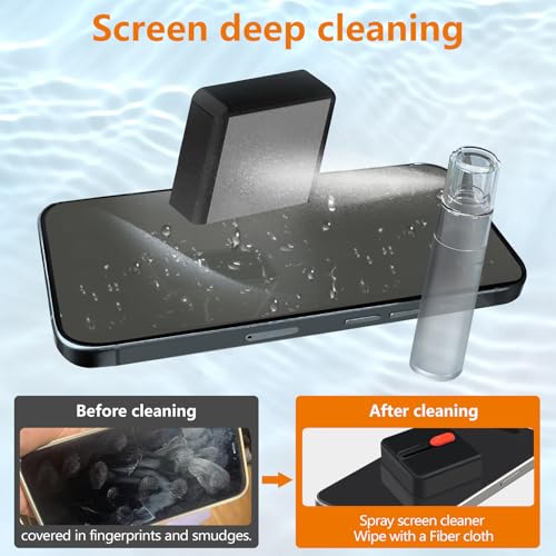 Cell Phone Cleaning Kit, iPhone Cleaning Kit for Charging Port Cleaner Keyboard Cleaning Kit for Airpods/Android/USB C/Earbuds/Laptop/iPad/Camera Lens with Stylus Pen (Black (with Putty and Cloth)) - color: Black (with Putty and Cloth)