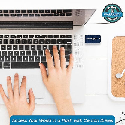 Centon Electronics MP Essential USB 3.2 Gen1 DataStick Sport Flash Drive, 32 GB USB Flash Drive, Navy Blue - size: 32 GB, style: Pack of 1