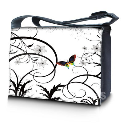 LSS 15” 15.6 inch Laptop Padded Compartment Shoulder Messenger Bag, Carrying Case for 14" 15" 15.6" & Smaller Size Notebook - color: White Butterfly Escape, size: 15 inch