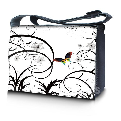LSS 15” 15.6 inch Laptop Padded Compartment Shoulder Messenger Bag, Carrying Case for 14" 15" 15.6" & Smaller Size Notebook - color: White Butterfly Escape, size: 15 inch