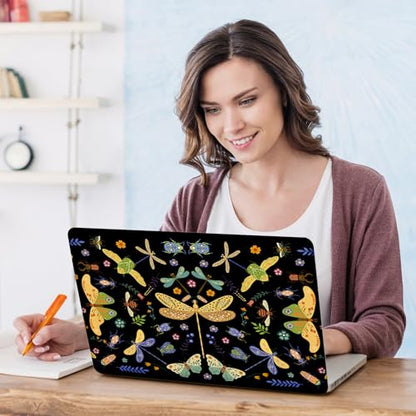 DINKY Laptop Skin Sticker Decal 15.6" 15.4" 12" 13" 13.3" 14" 15 inch Laptop Universal Vinyl Skin Stickers Cover Art Decal Notebook PC Personalized Protector, Black Dragonfly - color: Black Dragonfly