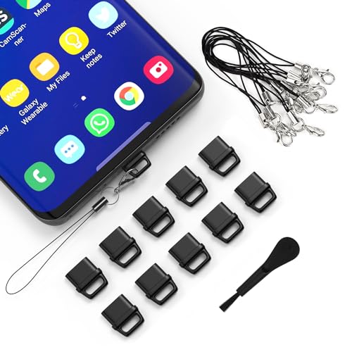 10X USB C Anti Dust Plug, USB Type C Dustproof Cover Protector Port Cover with Easy-Grip Tab Lanyard for iPhone 17/17 Pro/17 Pro Max/16 15 Pro Max, Samsung Galaxy S25 S24 S23 S22 S21,All USB C Devices - size: For Type C(3 in 1)