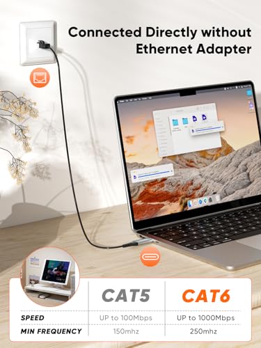 CableCreation USB C to Ethernet Cable 3.3FT,USB C to RJ45 Internet LAN Cord | Network Gigabit Directly Connected Compatible with Thunderbolt 3/4, MacBook Pro, iPhone 16/15, iPad Pro, XPS - size: 3.3FT, style: USB C to Ethernet
