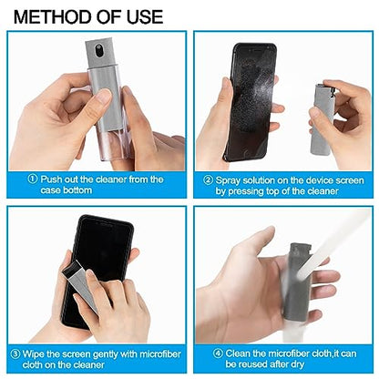 Screen Cleaner Touchscreen Mist Spray, walrfid Cleaning Kit for Electronic Smart Phone TV, Laptop, Tablet, PC, Computer LCD Flat Screens, Eyeglasses, iPhone, iPad, MacBook Pro - Light Grey - color: Light Grey