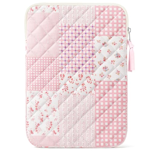 11.6 inch Cotton Quilted Laptop Sleeve for Women, Aesthetic Puffy Laptop Case Carrying Bag Compatible with MacBook Air/Pro 10-11.6, Soft Computer Liner Bag (Pink Patchwork, 11.6 inch) - color: Pink Patchwork, size: 11.6 inch