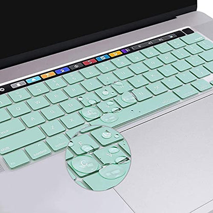 MOSISO Keyboard Cover Compatible with MacBook Pro 13 inch M2 2023, 2022, 2021 2020 M1 A2338 A2289 A2251&Compatible with MacBook Pro 16 2020 2019 A2141 Touch ID,Protective Silicone Skin, Mint Green - color: Mint Green