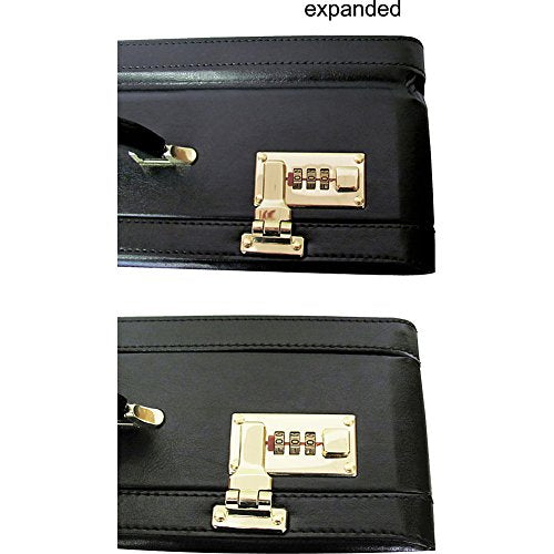 Amerilether Large Expandable Faux Leather Attachè Case (#2894-89) - color: Black