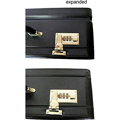 Amerilether Large Expandable Faux Leather Attachè Case (#2894-89) - color: Black