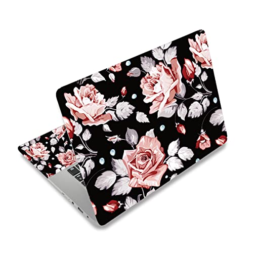 Laptop Skin Sticker,13.3 14 15 15.4 15.6 inch Laptop Skins,Universal Vinyl Decal,Dustproof Scratch Resistant Reusable Cover Protector with Free 2 Wrist Pads (Flower 2) - color: Flower 2