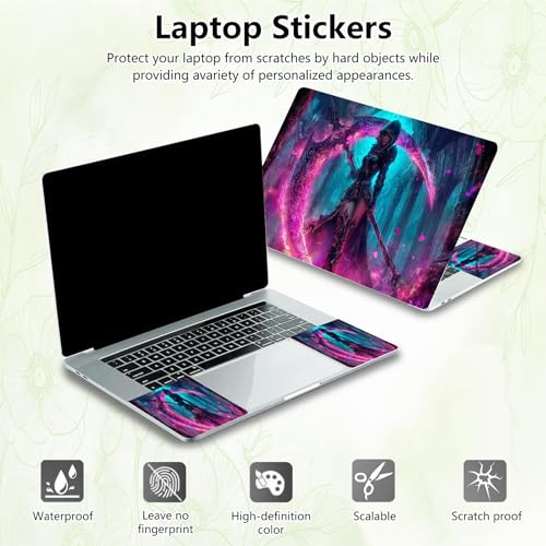 Laptop Skin Sticker Decal, Universal Reusable Vinyl Laptop Cover for 12" 13" 13.3" 14" 15" 15.4" 15.6" Notebook PC, Waterproof Scratch-Resistant with 2 Wrist Pads, Easy to Apply & Remove,Art Womens - color: Art Womens