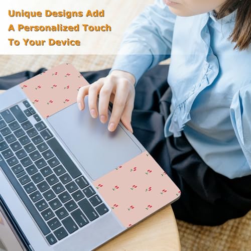 Universal Laptop Skin Sticker with 2 Wrist Pad Decals, 3-Piece Removable Vinyl Laptop Cover, Pink Cherry Waterproof Anti-Scratch, Easy-Trim Fit for 13.3" 14" 15.6" Laptops - color: Pink Cherry