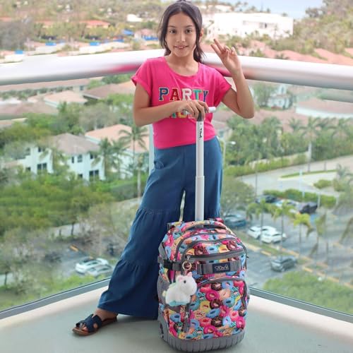 Tilami Rolling Backpack 19 inch with Lunch Bag Wheeled Laptop Backpack, Doughnut - color: Doughnut