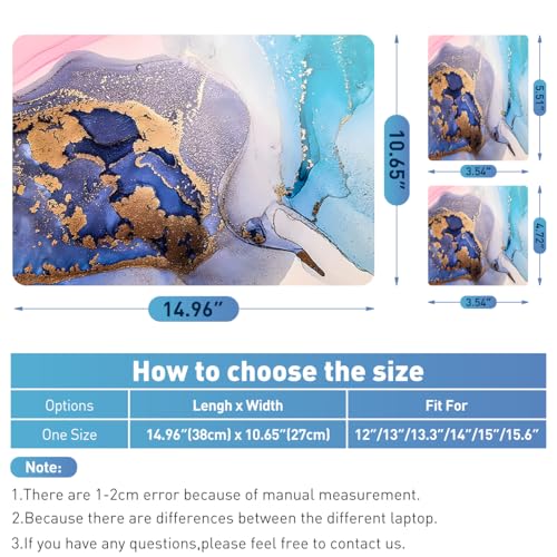 12.1-15.6 Inch Laptop Skin Decal, Universal Reusable Vinyl Laptop Cover Sticker, Waterproof Art Decal Protector in Colorful Marble - color: Colorful Gold Marble