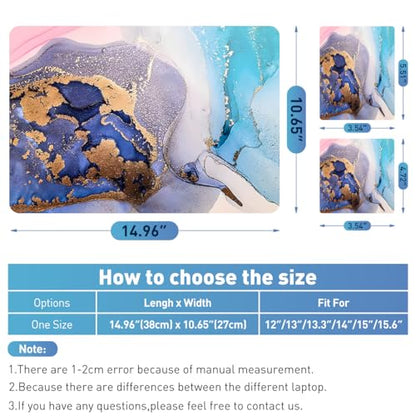 12.1-15.6 Inch Laptop Skin Decal, Universal Reusable Vinyl Laptop Cover Sticker, Waterproof Art Decal Protector in Colorful Marble - color: Colorful Gold Marble