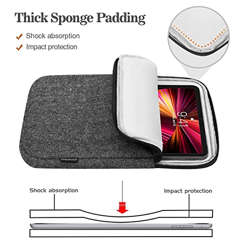 MoKo 9-11 Inch Tablet Sleeve Bag | Fits iPad Air 5 10.9-inch, iPad Pro 11 M2, iPad 10th 10.9, iPad 9/8/7th 10.2 and Tab S8/S9 11-inch, Black & Gray - color: Black & Gray, size: 9-11 inch