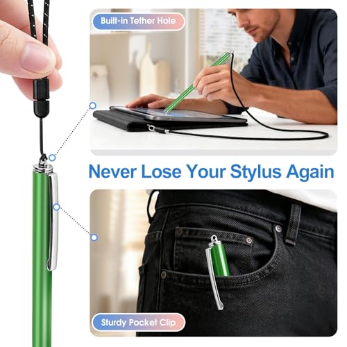Long Stylus (5 Pack) Capacitive Pen for Touchscreen, Universal Stylus for iPad iPhone Android Tablet & Laptop Touch Screens, High Sensitivity & Smooth nibs Fiber mesh Extra Long Stylus