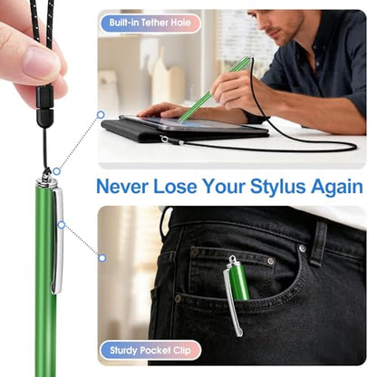 Long Stylus (5 Pack) Capacitive Pen for Touchscreen, Universal Stylus for iPad iPhone Android Tablet & Laptop Touch Screens, High Sensitivity & Smooth nibs Fiber mesh Extra Long Stylus