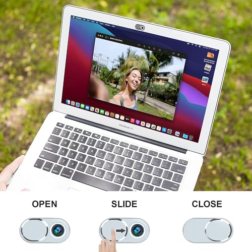Webcam Cover Slide Ultra-Thin Metal Oval Smooth Low Profile Privacy Shield for Laptop Tablet Phone Front Camera 5 Pack Silver - color: Silver