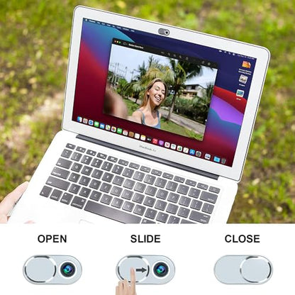 Webcam Cover Slide Ultra-Thin Metal Oval Smooth Low Profile Privacy Shield for Laptop Tablet Phone Front Camera 5 Pack Silver - color: Silver