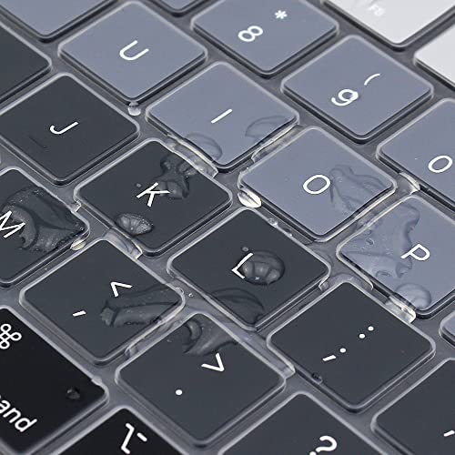 ProElife Keyboard Cover Skin for MacBook Air 13/15 Inch M5 M4, Ombre Gray | US Enter, Ultra Thin (0.26 mm), Silicone Protective Skin, Easy to Apply, Washable & Reusable, Dust-proof, Precision Molded - color: Ombre Gray
