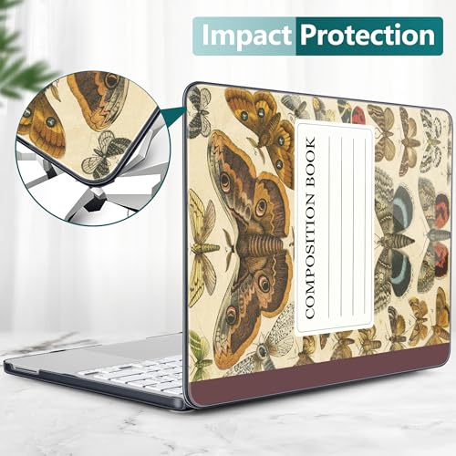 DONGKE for MacBook Neo 13 Inch Case 2026 (Model A3404, A18 Pro chip), Stylish Pattern Protective Hard Shell with Screen Protector, Keyboard Cover & USB-C Adapter - Butterfly Composition Book - color: Butterfly Composition Book