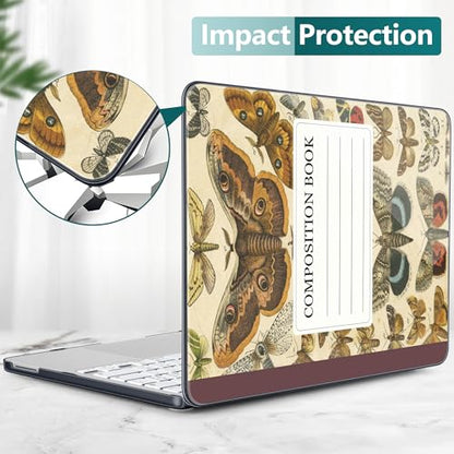 DONGKE for MacBook Neo 13 Inch Case 2026 (Model A3404, A18 Pro chip), Stylish Pattern Protective Hard Shell with Screen Protector, Keyboard Cover & USB-C Adapter - Butterfly Composition Book - color: Butterfly Composition Book