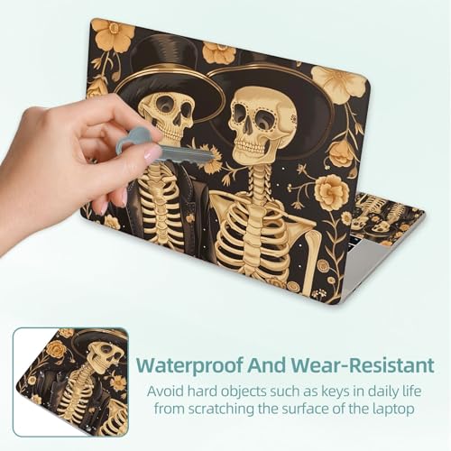 Universal Laptop Skin Decal, 3-Piece Vinyl Protector for 12 13 14 15.6" Notebook, Waterproof Anti-Scratch, Easy Trim & Bubble-Free Finish, Skeleton Couple in Love - color: Skeleton Couple in Love