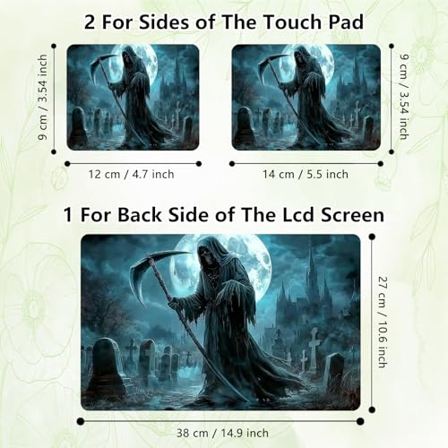 Laptop Skin Sticker Decal, Universal Reusable Vinyl Laptop Cover for 12" 13" 13.3" 14" 15" 15.4" 15.6" Notebook PC, Waterproof Scratch-Resistant with 2 Wrist Pads, Easy to Apply & Remove,Grim Reaper - color: Grim Reaper