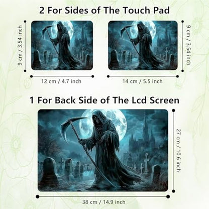 Laptop Skin Sticker Decal, Universal Reusable Vinyl Laptop Cover for 12" 13" 13.3" 14" 15" 15.4" 15.6" Notebook PC, Waterproof Scratch-Resistant with 2 Wrist Pads, Easy to Apply & Remove,Grim Reaper - color: Grim Reaper