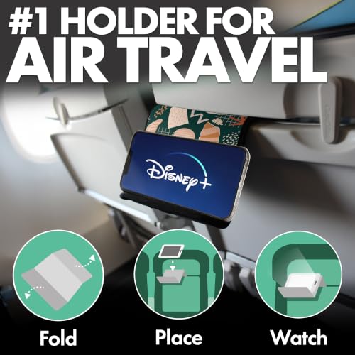 Airplane Phone Holder - Foldable Phone Stand for Plane Travel | Aluminum Build, 9 x 5 in. Boho Green, Tabletop Mount Desk, Plane Tray Seat back, Treadmill, Fits iPhone Cell Phone - color: Boho Green, size: Large