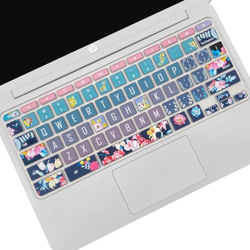Silicone Keyboard Cover for HP Chromebook 11 x360, Chromebook 11 G2/G3/G4/G5/G6 EE/G7 EE, HP Chromebook 14-ca 14-ak 14-X Series, HP Chromebook 14 G2 G3 G4 (Red Flower) - color: Red Flower