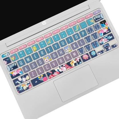 Silicone Keyboard Cover for HP Chromebook 11 x360, Chromebook 11 G2/G3/G4/G5/G6 EE/G7 EE, HP Chromebook 14-ca 14-ak 14-X Series, HP Chromebook 14 G2 G3 G4 (Red Flower) - color: Red Flower