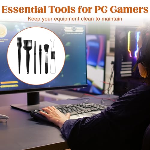 JJUNW 6Pcs Mini Keyboard Cleaning Brushes Kit, with Keycap Puller & Switch Puller PP Handle Nylon Anti Static Cleaning Brush for Computer Keyboard Motherboard Camera Small Space