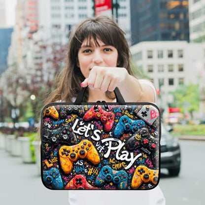 Laptop Sleeve with Handle 17 Inch, Waterproof Laptop Case Bag, Play Games Pattern Design Computer Sleeve Compatible with MacBook Air, Pro, HP, Dell, Lenovo, ASUS - color: Play Games, size: 17inch(16-17.3")