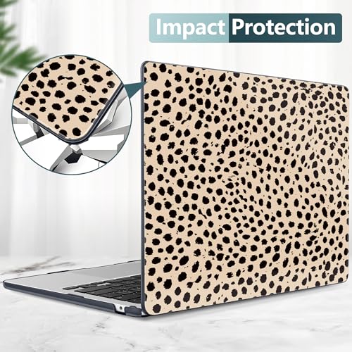 DONGKE for MacBook Air 13 Inch Case M5 2026 M4 2025 M3 M2 2024-2022 A3449 A3240 A3113 A2681, Plastic Hard Shell & Keyboard Cover & Screen Film for MacBook Air 13.6 Inch Case - Cheetah Spots - color: Cheetah Spots