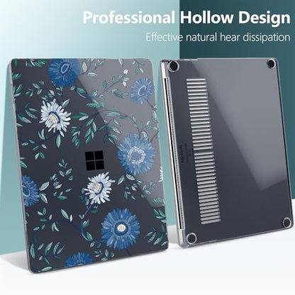 Batianda Case for Microsoft Surface Laptop 13 inch 2025 2026, Blue Flowers | Fits Model 2095, Artistic Patterns Ultra-Slim Lightweight Scratch-Resistant Hard Shell with Professional Protection - color: Blue flowers