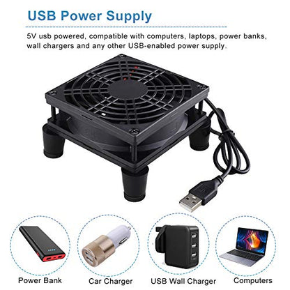 GDSTIME Small 92mm Router Fan Cooler with L/M/H 3 Speed Controller, 5V USB | Brushless DC Case Fans, for Xbox, Modem, Routers, Mini PC, DVR, TV Box Cooling - size: 92mm USB Fan