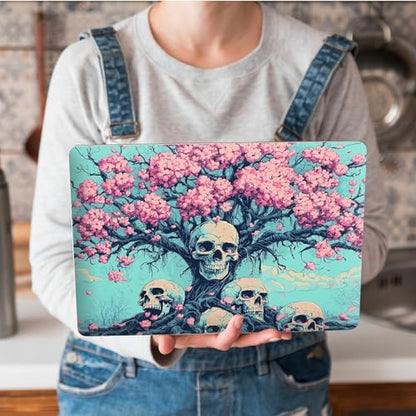 Universal Laptop Skin Sticker with 2 Wrist Pad Skins, Waterproof Scratch Resistant Vinyl Laptop Cover Decal, Cut to Fit for 11–15.6 Inch MacBook HP Dell Lenovo, Pink Tree Skull - color: Pink Tree Skull