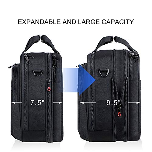 KROSER Laptop Bag Expandable Briefcase Messenger Bag 17.3 Inch Black | Water-Repellent, Shoulder Messenger Bag, Computer Bag, Travel/Business, Men/Women