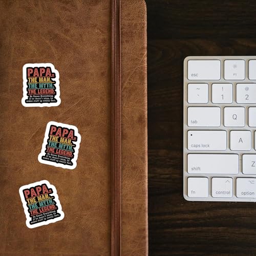 Vinyl Sticker Pack Papa the Man Myth Legend Decals for Laptops Water Bottles and Personal Gear Accessories