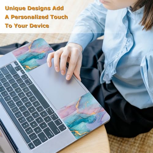 Universal Laptop Skin Sticker with 2 Wrist Pad Decals, 3-Piece Removable Vinyl Laptop Cover, Marbles Waterproof Anti-Scratch, Easy-Trim Fit for 13.3" 14" 15.6" Laptops - color: Marbles